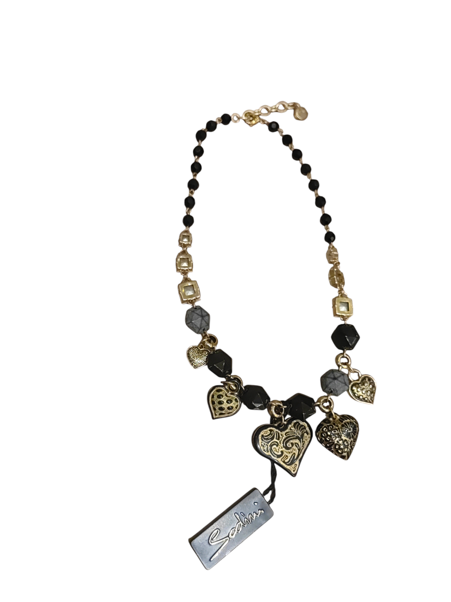 Girocollo Sodini con charms a cuore in legno decorato