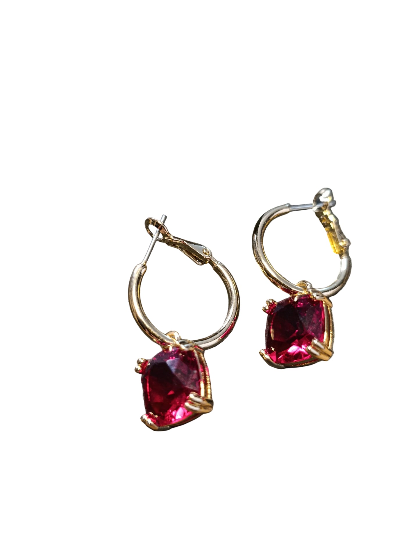 ORECCHINI SODINI A CERCHIETTO CON PIETRA ROSSA