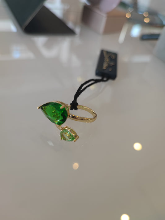 ANELLO SODINI SNAKE DOPPIA PIETRA VERDE