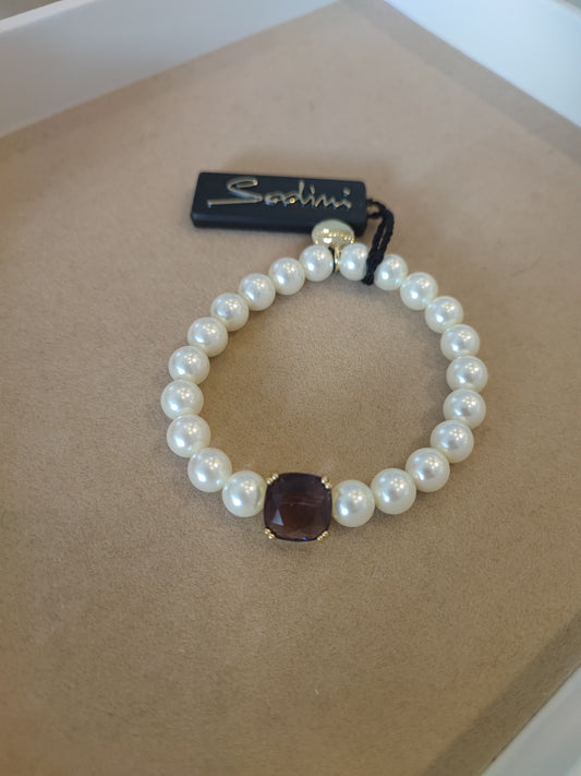 BRACCIALE SODINI ELASTICO PERLE E PIETRA