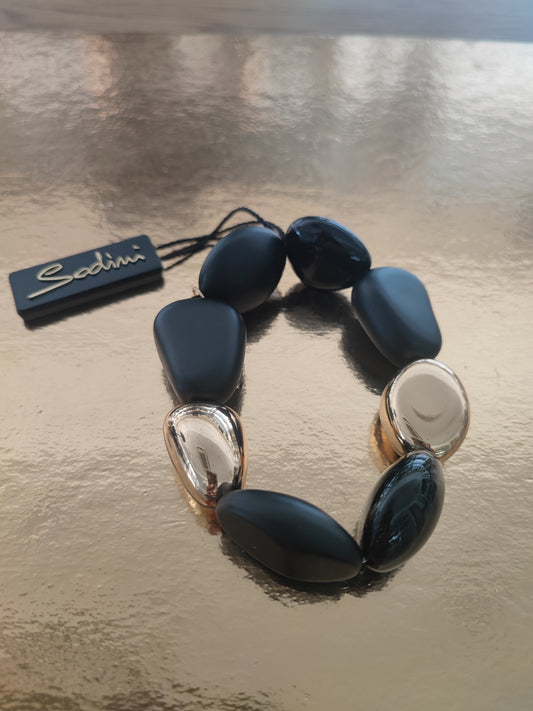 BRACCIALE SODINI ELASTICO NERO E ORO