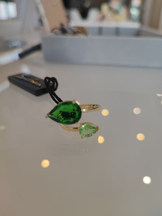 ANELLO SODINI SNAKE DOPPIA PIETRA VERDE