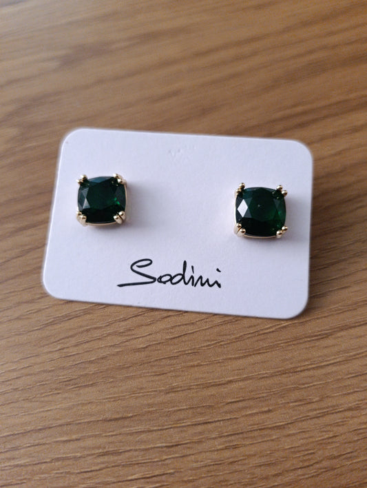 Orecchini Sodini Quadrati verde smeraldo