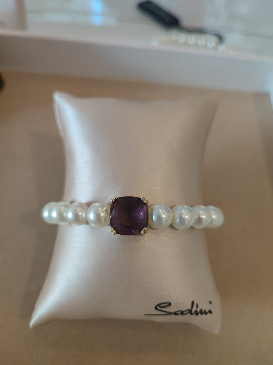 BRACCIALE SODINI ELASTICO PERLE E PIETRA