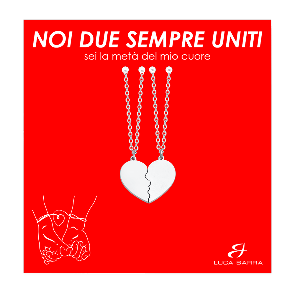 LUCA BARRA COLLANA COPPIA CUORE ACCIAIO