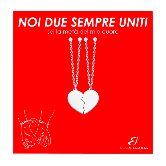 LUCA BARRA COLLANA COPPIA CUORE ACCIAIO