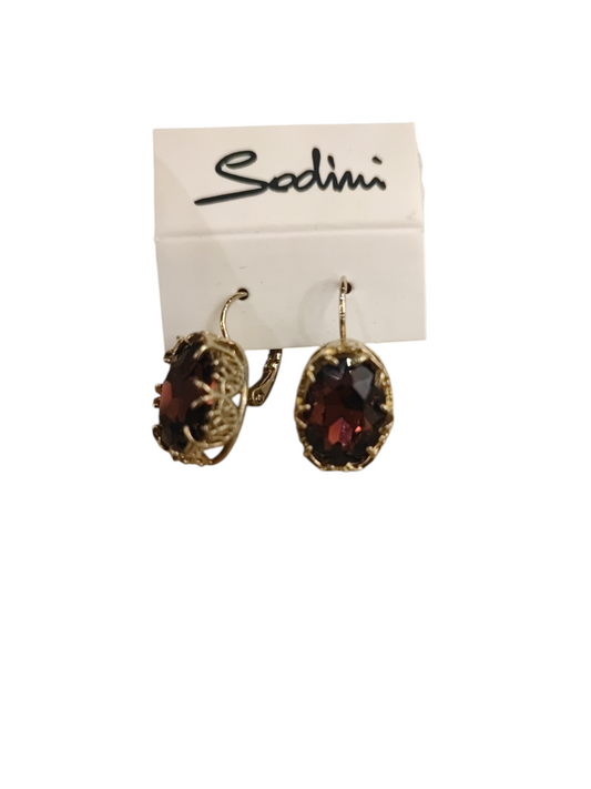 Orecchini Sodini a monachella con pietra colorata