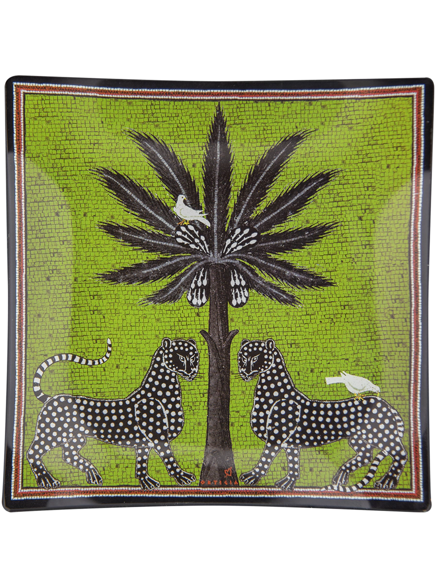 Piatto di Vetro Mosaico Verde 25 x 25cm ORTIGIA SICILIA